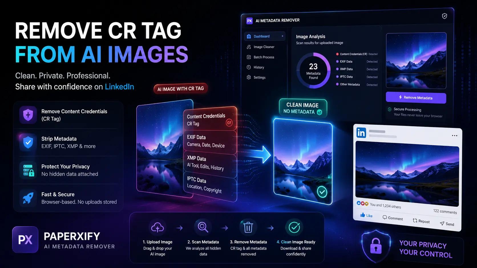 What Is the CR Tag on AI Images? How to Remove Content Credentials Metadata Before Posting Online